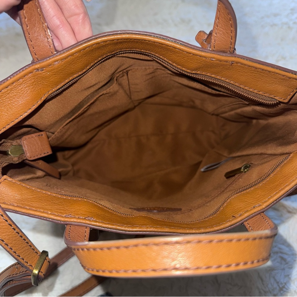 Fossil key Camilla Convertible Leather Backpack Tan Brown Crossbody brass - Picture 6 of 11